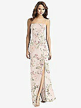 Alt View 2 Thumbnail - Blush Garden Tie-Back Cutout Trumpet Gown with Front Slit