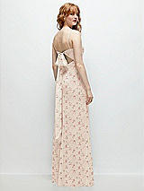 Alt View 1 Thumbnail - Coquette Floral Print Tie-Back Cutout Trumpet Gown with Front Slit