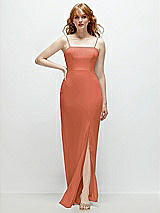 Front View Thumbnail - Terracotta Copper Tie-Back Cutout Trumpet Gown with Front Slit