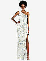 Front View Thumbnail - Bleu Garden One-Shoulder Chiffon Trumpet Gown