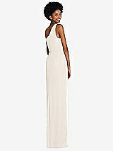 Rear View Thumbnail - Ivory One-Shoulder Chiffon Trumpet Gown