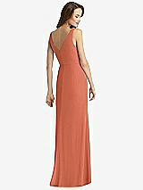 Rear View Thumbnail - Terracotta Copper Sleeveless V-Back Long Trumpet Gown