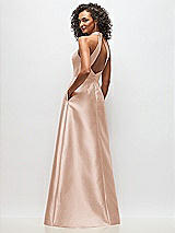 Rear View Thumbnail - Cameo High-Neck Cutout Satin Dress with Pockets