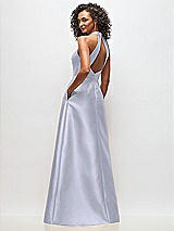 Rear View Thumbnail - Silver Dove High-Neck Cutout Satin Dress with Pockets