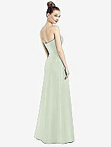 Rear View Thumbnail - Mint Green Strapless Notch Satin Gown with Pockets