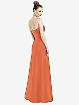Rear View Thumbnail - Portofino Orange Strapless Notch Satin Gown with Pockets