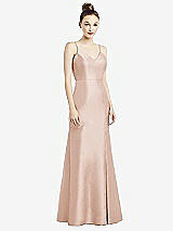 Rear View Thumbnail - Cameo Open-Back Bow Tie Satin Trumpet Gown