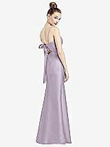 Front View Thumbnail - Lilac Haze Open-Back Bow Tie Satin Trumpet Gown