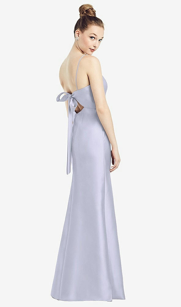Front View - Silver Dove Open-Back Bow Tie Satin Trumpet Gown