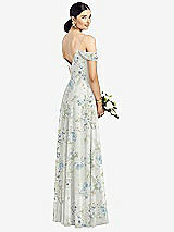 Rear View Thumbnail - Bleu Garden Cold-Shoulder V-Back Chiffon Maxi Dress