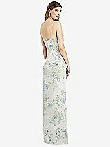 Rear View Thumbnail - Bleu Garden Spaghetti Strap Draped Skirt Gown with Front Slit