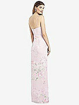 Rear View Thumbnail - Watercolor Print Spaghetti Strap Draped Skirt Gown with Front Slit
