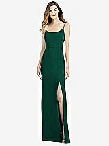 Alt View 1 Thumbnail - Hunter Green Spaghetti Strap V-Back Crepe Gown with Front Slit