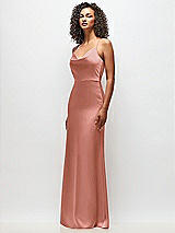 Side View Thumbnail - Desert Rose Cowl-Neck Criss Cross Back Slip Dress