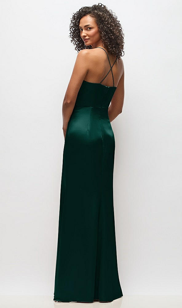Back View - Evergreen Cowl-Neck Criss Cross Back Slip Dress