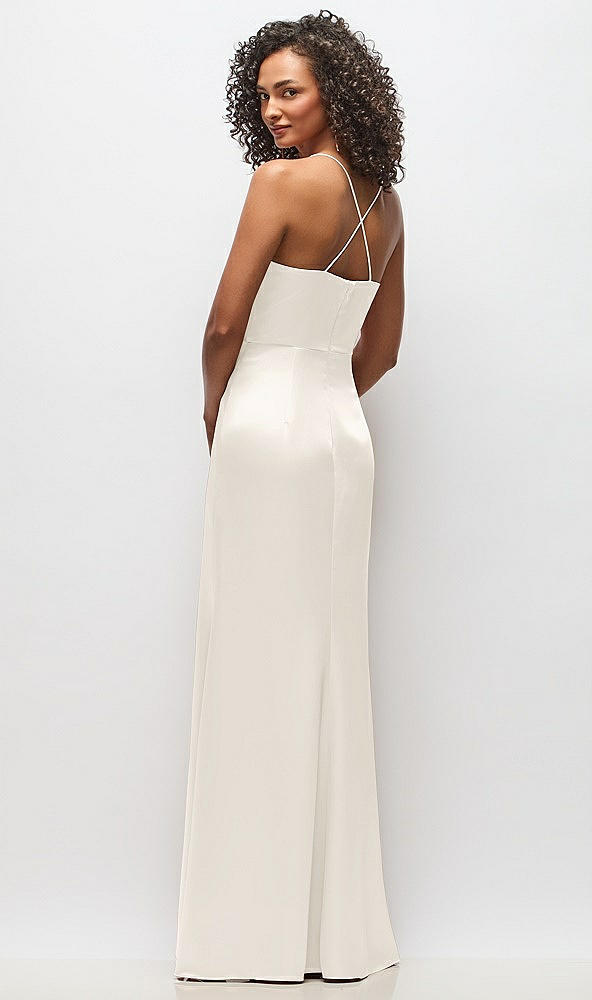 Back View - Ivory Cowl-Neck Criss Cross Back Slip Dress