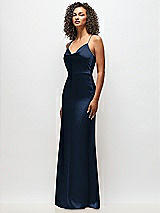 Side View Thumbnail - Midnight Navy Cowl-Neck Criss Cross Back Slip Dress