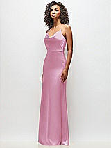 Side View Thumbnail - Powder Pink Cowl-Neck Criss Cross Back Slip Dress