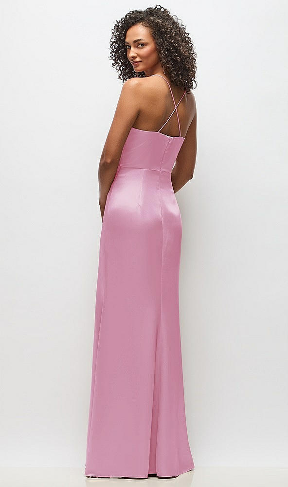 Back View - Powder Pink Cowl-Neck Criss Cross Back Slip Dress