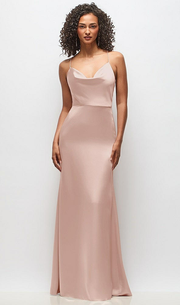 Front View - Toasted Sugar Cowl-Neck Criss Cross Back Slip Dress