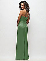 Rear View Thumbnail - Vineyard Green Cowl-Neck Criss Cross Back Slip Dress