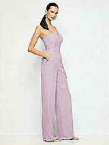 Side View Thumbnail - Suede Rose Strapless Notch Crepe Jumpsuit with Pockets