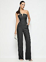 Alt View 1 Thumbnail - Black Strapless Notch Crepe Jumpsuit with Pockets