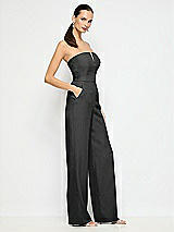 Side View Thumbnail - Black Strapless Notch Crepe Jumpsuit with Pockets