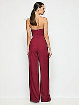 Alt View 2 Thumbnail - Burgundy Strapless Notch Crepe Jumpsuit with Pockets