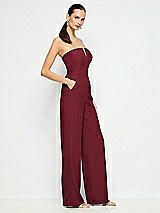 Side View Thumbnail - Cabernet Strapless Notch Crepe Jumpsuit with Pockets