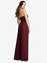 Rear View Thumbnail - Cabernet Strapless Notch Crepe Jumpsuit with Pockets