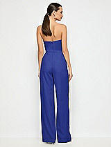 Alt View 2 Thumbnail - Cobalt Blue Strapless Notch Crepe Jumpsuit with Pockets