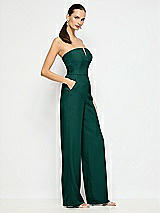 Side View Thumbnail - Evergreen Strapless Notch Crepe Jumpsuit with Pockets