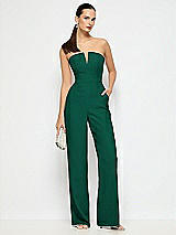 Alt View 1 Thumbnail - Hunter Green Strapless Notch Crepe Jumpsuit with Pockets