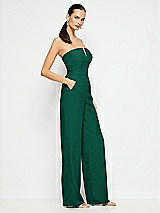 Side View Thumbnail - Hunter Green Strapless Notch Crepe Jumpsuit with Pockets