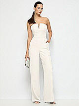 Alt View 1 Thumbnail - Ivory Strapless Notch Crepe Jumpsuit with Pockets