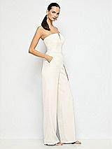 Side View Thumbnail - Ivory Strapless Notch Crepe Jumpsuit with Pockets