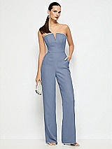 Alt View 1 Thumbnail - Larkspur Blue Strapless Notch Crepe Jumpsuit with Pockets