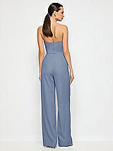 Alt View 2 Thumbnail - Larkspur Blue Strapless Notch Crepe Jumpsuit with Pockets