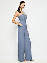 Side View Thumbnail - Larkspur Blue Strapless Notch Crepe Jumpsuit with Pockets
