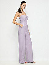 Side View Thumbnail - Lilac Haze Strapless Notch Crepe Jumpsuit with Pockets