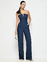 Alt View 1 Thumbnail - Midnight Navy Strapless Notch Crepe Jumpsuit with Pockets