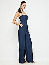Side View Thumbnail - Midnight Navy Strapless Notch Crepe Jumpsuit with Pockets