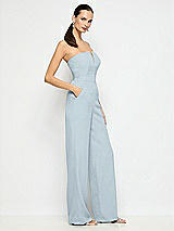Side View Thumbnail - Mist Strapless Notch Crepe Jumpsuit with Pockets