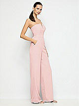 Side View Thumbnail - Rose Strapless Notch Crepe Jumpsuit with Pockets