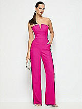 Alt View 1 Thumbnail - Think Pink Strapless Notch Crepe Jumpsuit with Pockets