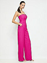 Side View Thumbnail - Think Pink Strapless Notch Crepe Jumpsuit with Pockets