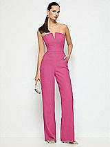 Alt View 1 Thumbnail - Tea Rose Strapless Notch Crepe Jumpsuit with Pockets