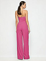 Alt View 2 Thumbnail - Tea Rose Strapless Notch Crepe Jumpsuit with Pockets
