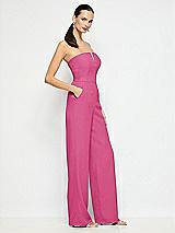 Side View Thumbnail - Tea Rose Strapless Notch Crepe Jumpsuit with Pockets